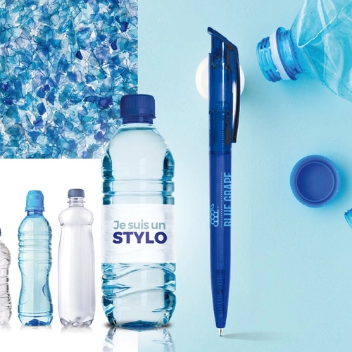 image du produit Stylo bille en plastique recyclé RPET - écriture bleue