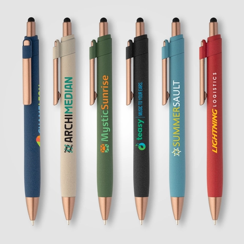 image du produit Stylo bille stylet - plastique recyclé - finition bronze