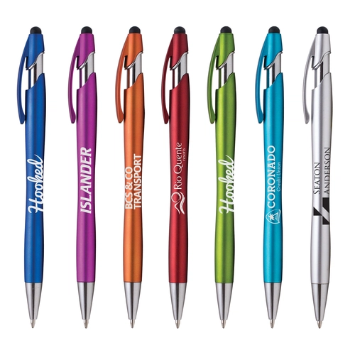 image du produit Stylo métal LA JOLLA, avec stylet et clip assorti