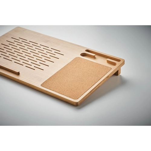 image du produit Support ordinateur portable en bambou avec tapis de souris en liège