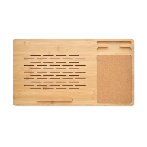 image du produit Support ordinateur portable en bambou avec tapis de souris en liège