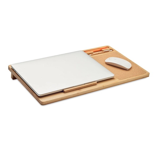 image du produit Support ordinateur portable en bambou avec tapis de souris en liège