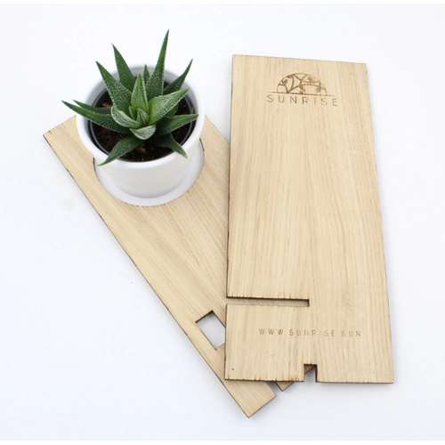 image du produit Support téléphone en bois avec plante