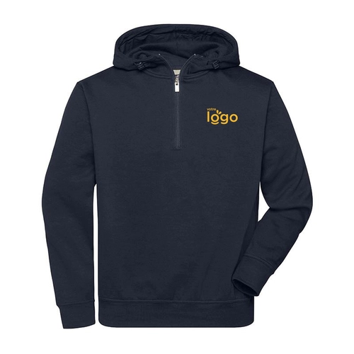 image du produit Sweat à capuche demi zippé en coton BIO - fermeture YKK 290g