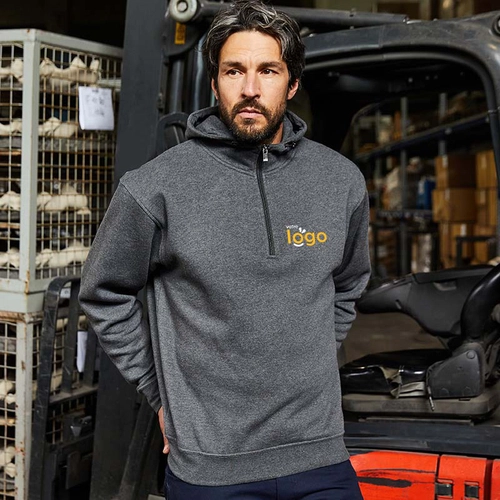 image du produit Sweat à capuche demi zippé en coton BIO - fermeture YKK 290g