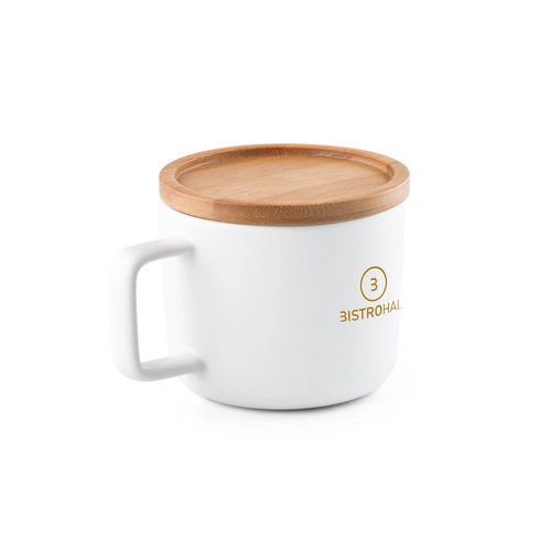 image du produit Tasse en céramique 230 ml avec couvercle et base en bambou