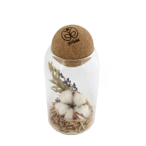 image du produit Terrarium avec boule en liège et fleurs séchées