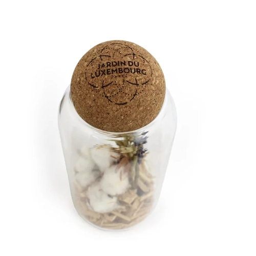 image du produit Terrarium avec boule en liège et fleurs séchées