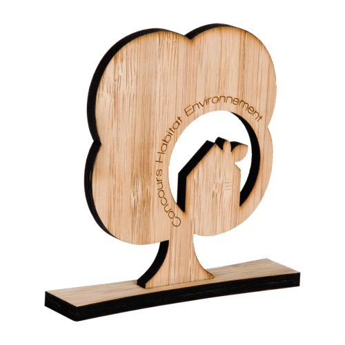 image du produit Trophée forme sur-mesure avec socle - 100% bambou