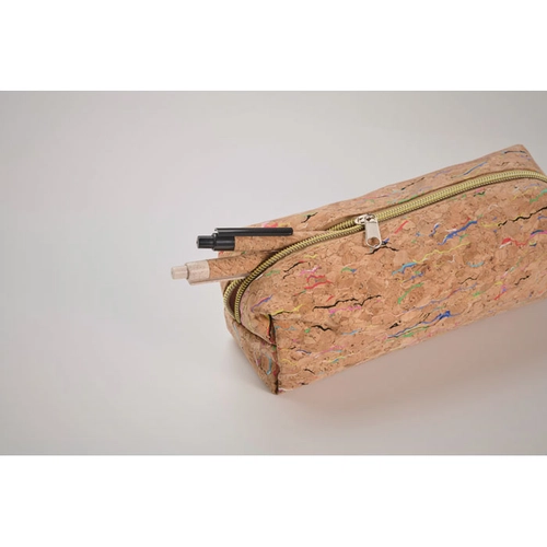 image du produit Trousse à crayons en liège avec incrustations de couleur